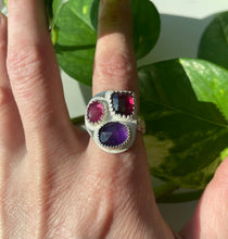 Load image into Gallery viewer, Amethyst, Garnet &amp; Ruby Ring 9 1/2
