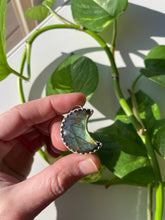 Load image into Gallery viewer, Labradorite Moon Pendant in Silver