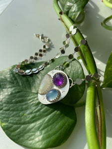 Amethyst, Chalcedony & Moonstone Silver Sparkle Necklace