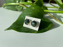 Load image into Gallery viewer, Moss Agate Stud Earrings in Silver