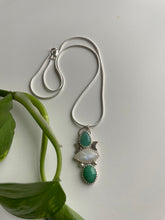 Load image into Gallery viewer, Amazonite, Moonstone &amp; Chrysoprase Moon Pendant in Silver