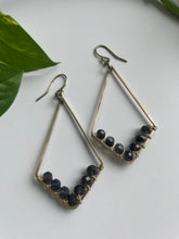 Load image into Gallery viewer, Iolite Beaded Diamond Shaped Earrings