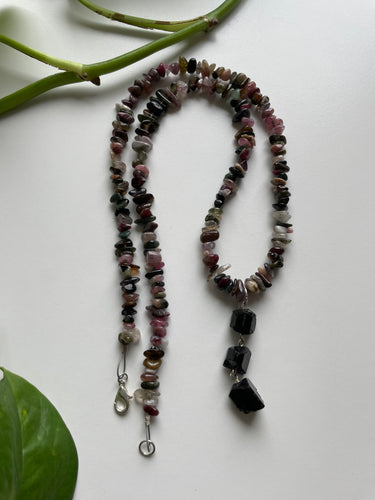 Tourmaline Beaded Necklace Silver
