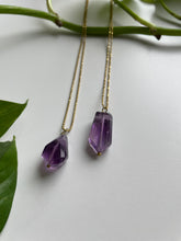 Load image into Gallery viewer, Faceted Amethyst Necklace in Brass