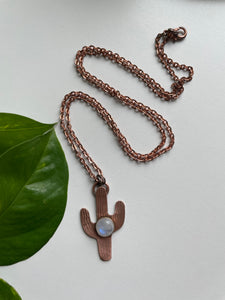Copper Cacti Necklace in Moonstone