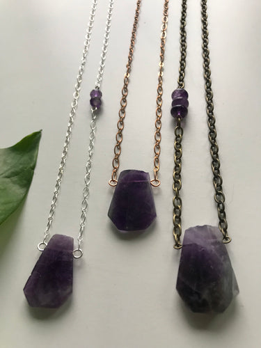 Simple Faceted Amethyst Necklace