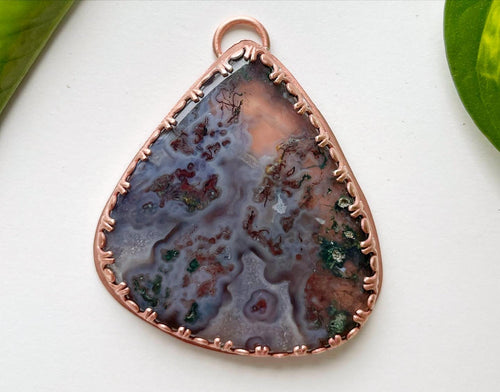 Gorgeous Moss Agate Pendant in Copper